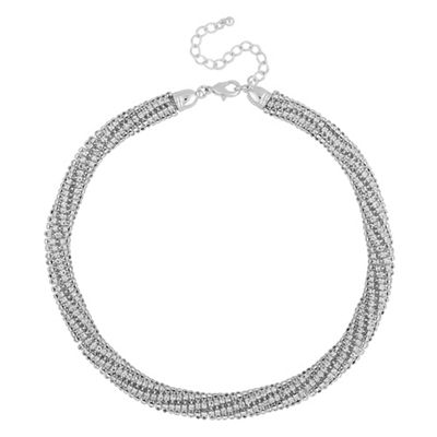 Silver crystal collar necklace